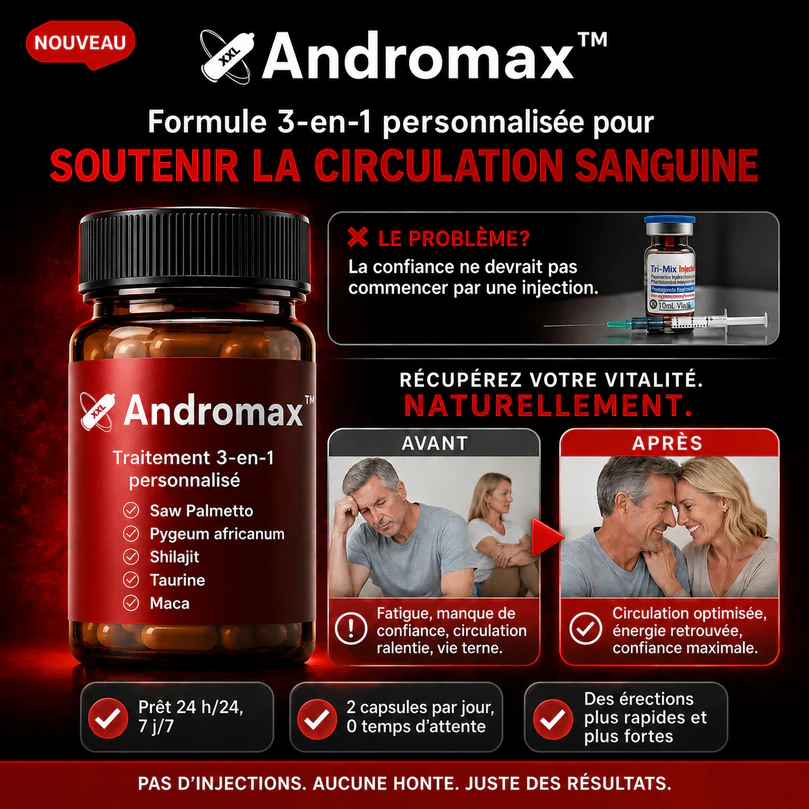 Andromax™ - Gélule virilité instantanée, formule complète 8 actifs pour soutenir la vitalité masculine